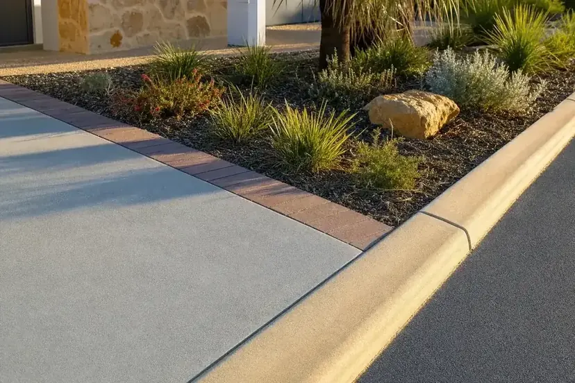 Edge of a concrete crossover against the kerb