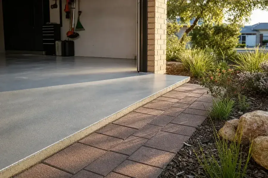 Edge of a concrete garage slab
