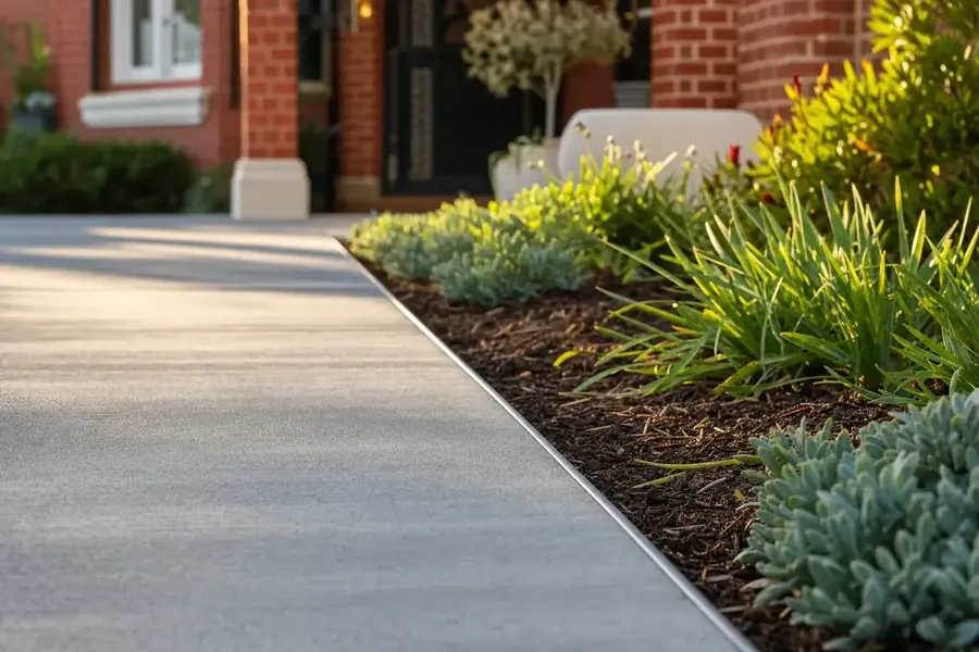 Close-up of a smooth grey concrete path with a neat edge in Perth