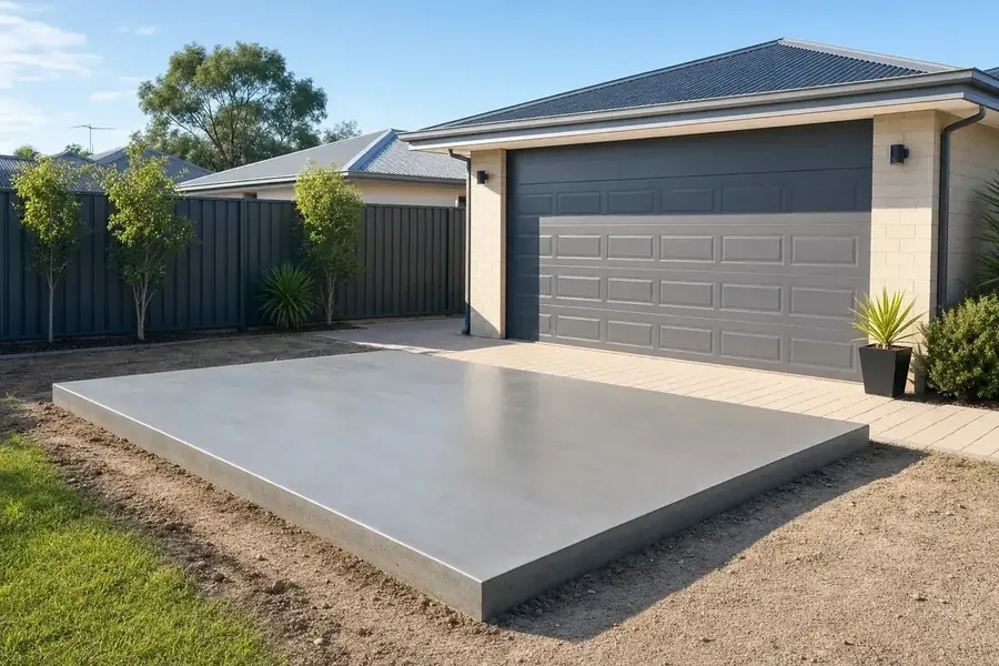 Concrete shed slab on a Perth property